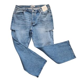 Y2K Abercrombie Fitch The 90s Baggy Low Rise Distressed Grunge Blue Jeans 18R**